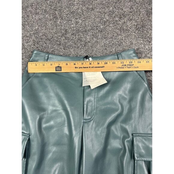 7 For All Mankind Pants Women's XS Blue Faux Leather Cargo Drawstring Ankle - Picture 4 of 9